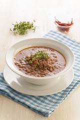 Hamburger cauliflower soup.