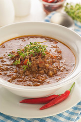 Hamburger cauliflower soup.