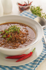 Hamburger cauliflower soup.