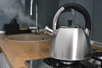 Kettle on a gas stove