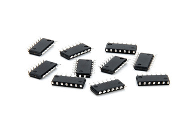 Integrated circuits isolated on white background
