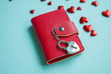 Key with the hearts as a symbol of love. Heart with a keyhole. Key of my heart concept.