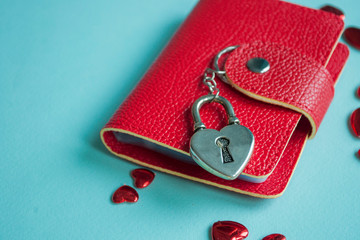 Key with the hearts as a symbol of love. Heart with a keyhole. Key of my heart concept.