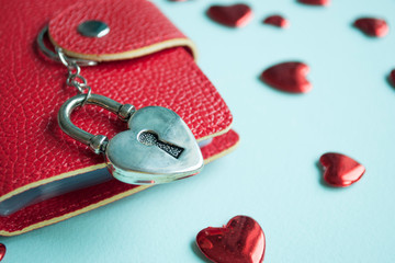 Key with the hearts as a symbol of love. Heart with a keyhole. Key of my heart concept.