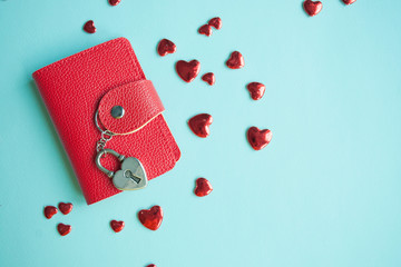 Key with the hearts as a symbol of love. Heart with a keyhole. Key of my heart concept.
