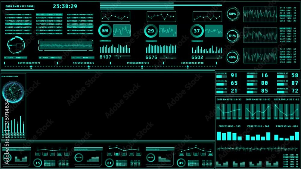 Leinwandbilder HUD Futuristic Element Cyberspace Technology Screen Panel Display. Digital UI Virtual Infographic Report Motion Background.