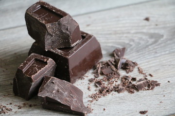 pieces of chocolate on white background