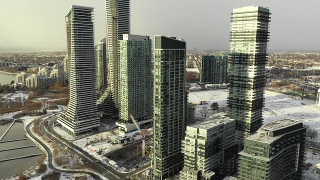 Aerial video Toronto Winter season Canada