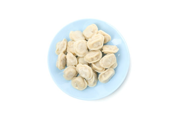 Plate with dumplings isolated on white background