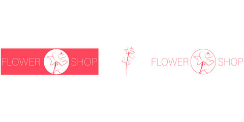 Design element hand-drawn rose. Flower shop concept. Vector