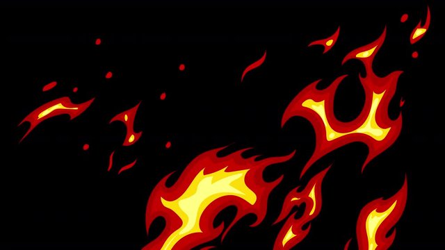 Cartoon FX Fire Element with alpha channel. Comic fire animation