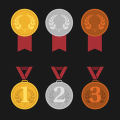 Gold, Silver And Bronze award medals set. Vector elements - 315919455