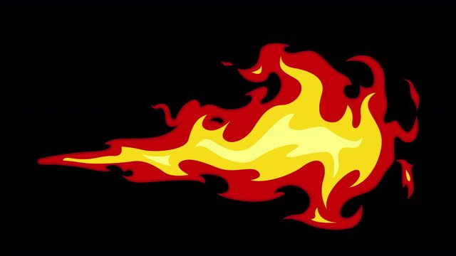 Cartoon FX Fire Element with alpha channel. Horizontal comic fire animation
