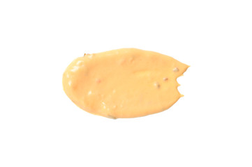 Burger sauce spot isolated on white background, top view