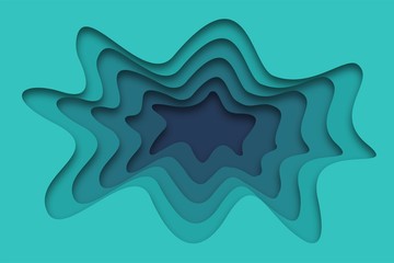 Abstract wave background with paper cut shapes, web banner design, discount card, promotion, flyer layout, ad, advertisement, printing media.