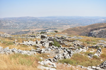 Fototapeta na wymiar Ancient ruins at Mt. Gerizim National Park