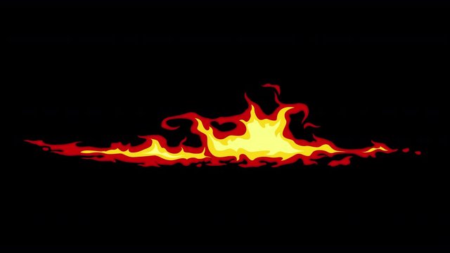 Cartoon FX Fire Element with alpha channel. Horizontal comic fire animation