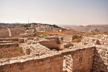 Fototapeta na wymiar Ancient wall ruins at Mt. Gerizim National Park