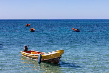 Les Anses d'Arlet, Martinique, FWI - Fishermen boats in the sea