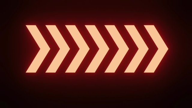 Direction Arrow Neon Light Symbol on black isolate. Banner direction indicator. 3D Rendering.
