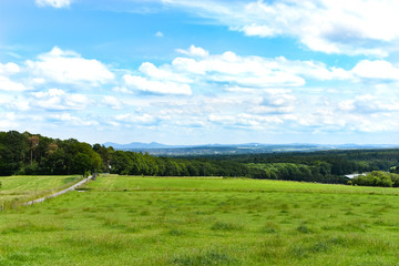 Fototapeta na wymiar Rheinbach hiking trail with a view of the Siebengebirge