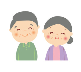 仲良しシニア夫婦　笑顔　バストアップ
