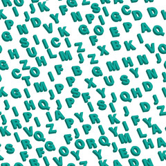 Mosaic of blue 3D letters. Vector seamless pattern