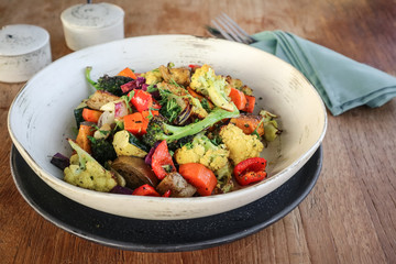 Oven baked vegetables - broccoli, pumpkin, cauliflower and zuccini