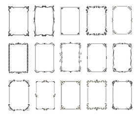 Decorative vintage frames and borders set. Retro ornamental rectangle frame collection, wedding ornate deco templates, antique borders vector icons © lightgirl