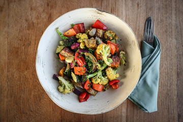 Oven baked vegetables - broccoli, pumpkin, cauliflower and zuccini