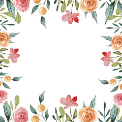 Floral card. Spring floral illustration frame. Vintage label. Spring holiday. Summer garden pink rose collection