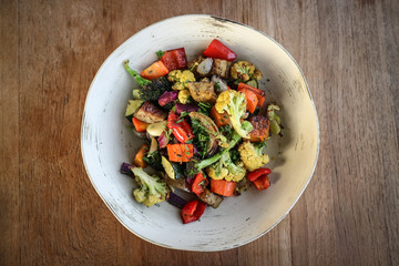 Oven baked vegetables - broccoli, pumpkin, cauliflower and zuccini
