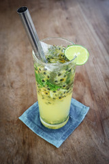 Passion fruit mojito cocktail