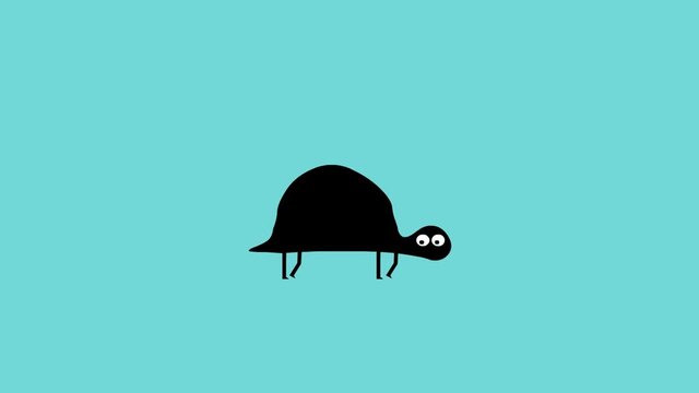 Funny walking tortoise (seamless cartoon loop animation)
