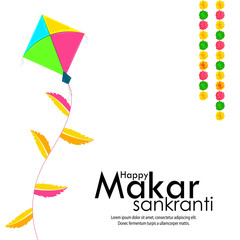 Fototapeta na wymiar Modern and Creative Happy Makar Sankranti Festival Background.