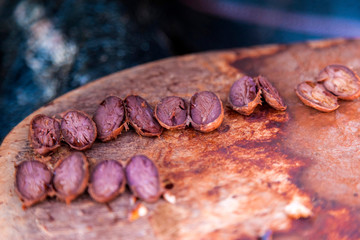 Ripe cocoa beans, fermentation, processing, chocolate production