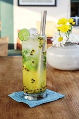 Passion fruit mojito cocktail