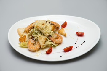 delicious shrimp salad with vegetables