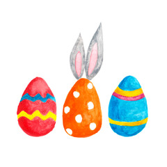 Easter colorful eggs set isolated on a white background.