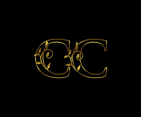 Golden C and CC Luxury Letter Logo Icon 