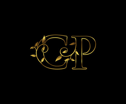 Golden C, P and CP Luxury Letter Logo Icon 