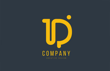 yellow D alphabet letter for company logo or logotype icon design