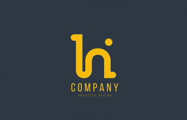 yellow H alphabet letter for company logo or logotype icon design
