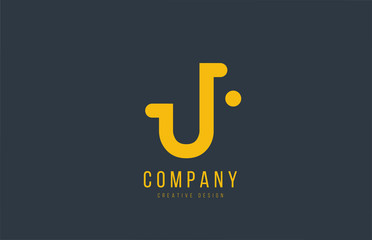yellow J alphabet letter for company logo or logotype icon design
