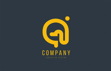 yellow Q alphabet letter for company logo or logotype icon design