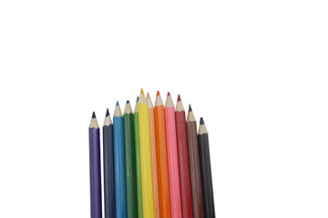Pile coloring pencil on white background