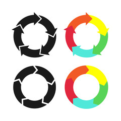 Circle arrow simple colorful vector icon. Circular arrows infographic diagram.