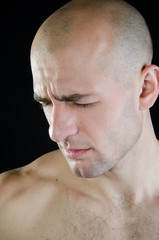 Naklejka premium Headache . Attractive man and health problems.