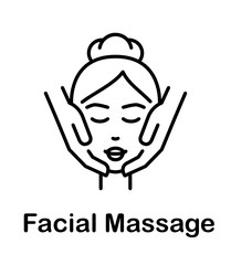 Facial Massage. Face. Single Vector Icon. 