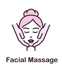 Facial Massage. Face. Single Vector Icon. 